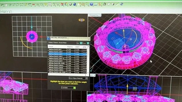 Jewelry CAD software showing a ring design