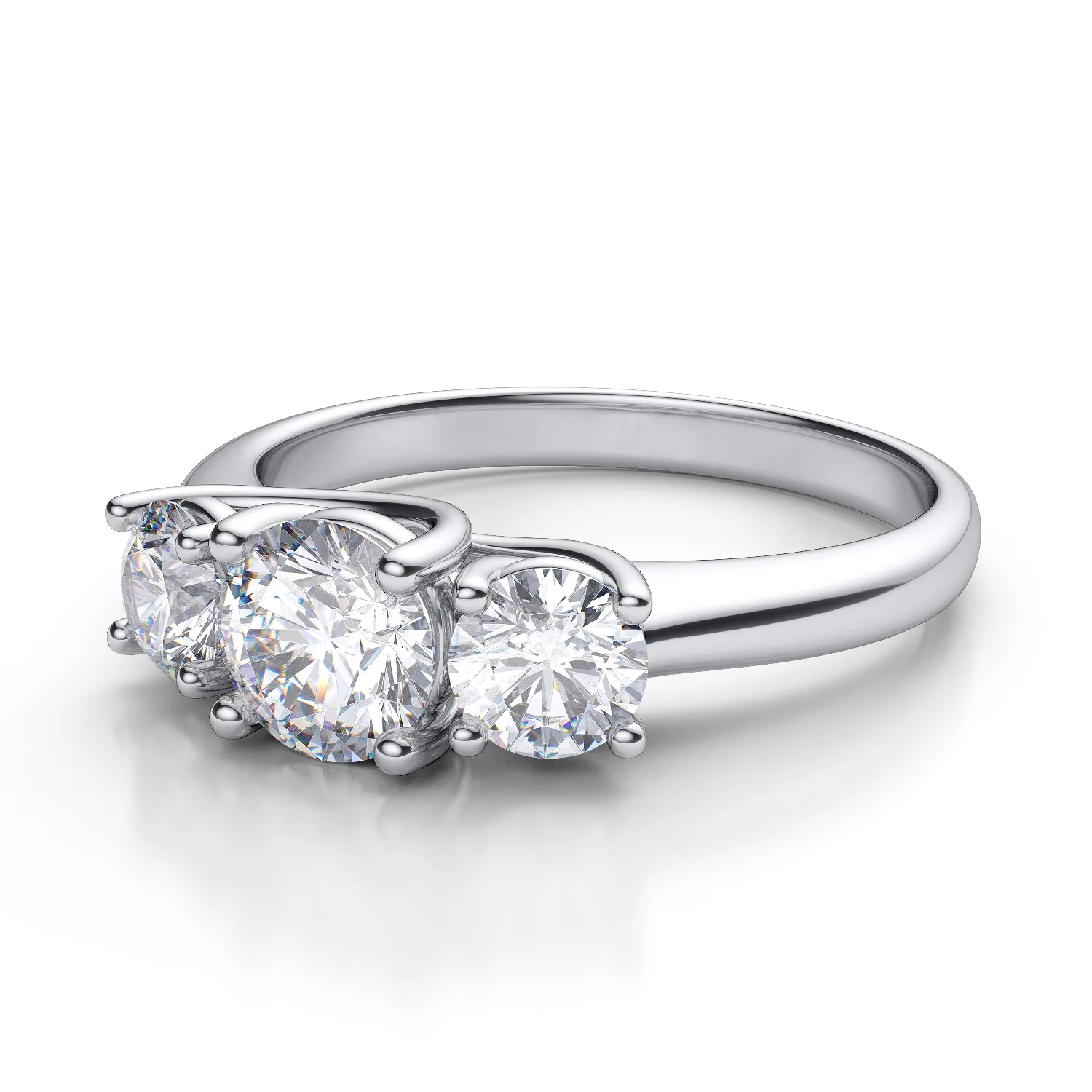 Three-stone diamond ring